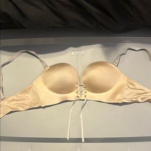 Lace-Up Cream Bra